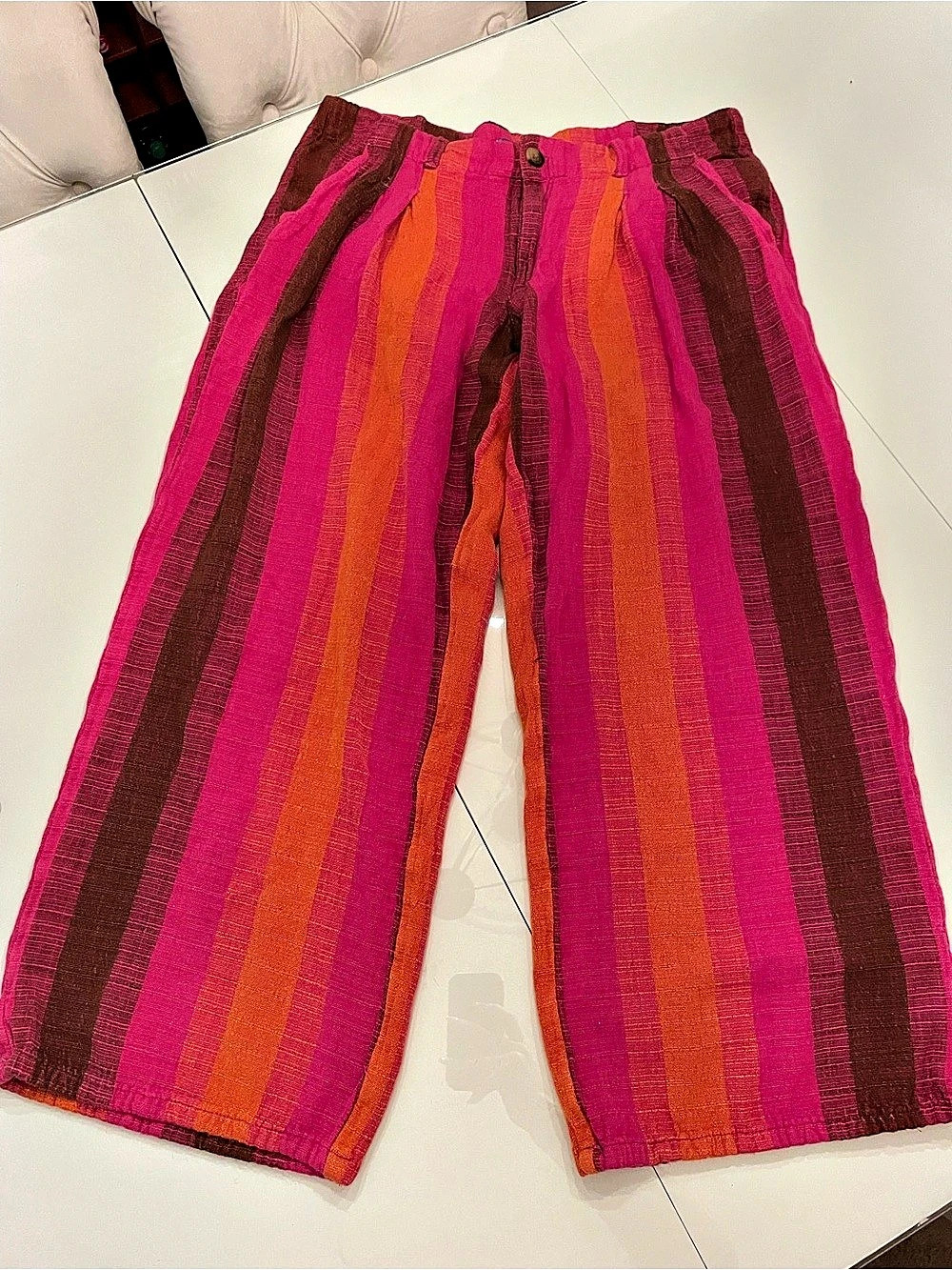 Urban Outfitters Striped Wide Leg Pants in Pink & Orange Size 12